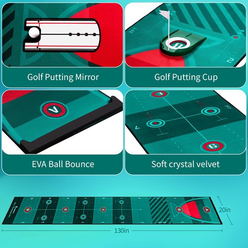 Golf Putting Mat Putting Green Indoor Outdoor Training Aid with Putting Cup Putting Mirror Practice Putting Matt for Backyard Home Office (Putting mat)