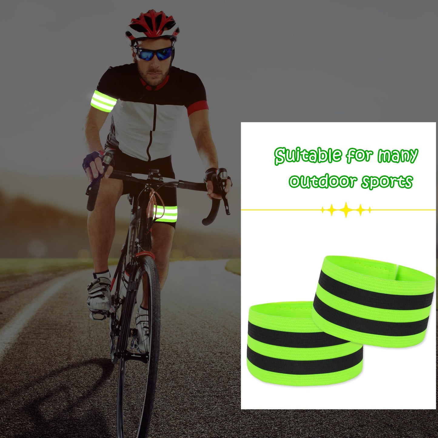 Flotory 56 Pcs Reflective Bands Reflective Bands Visibility Reflective Straps Reflector Running Gear for Arm Wrist Ankle Leg Women Men Night Running Cycling Walking