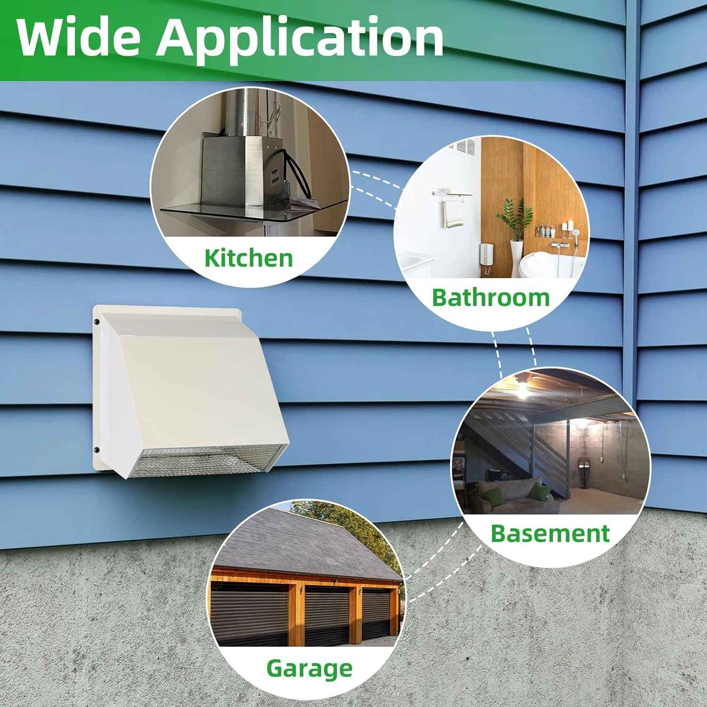 5-Inch Exterior Dryer Vent Cover with Screen & Damper - Galvanized Steel, Black