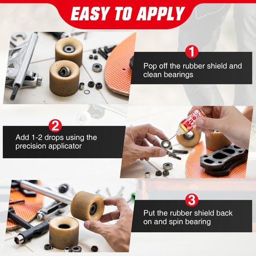Dunkive Skateboard Bearing Lube, Super Smooth Longboard Bearing Oil for Skateboards, Longboards, Scooters and Roller Skates (2 Pack)