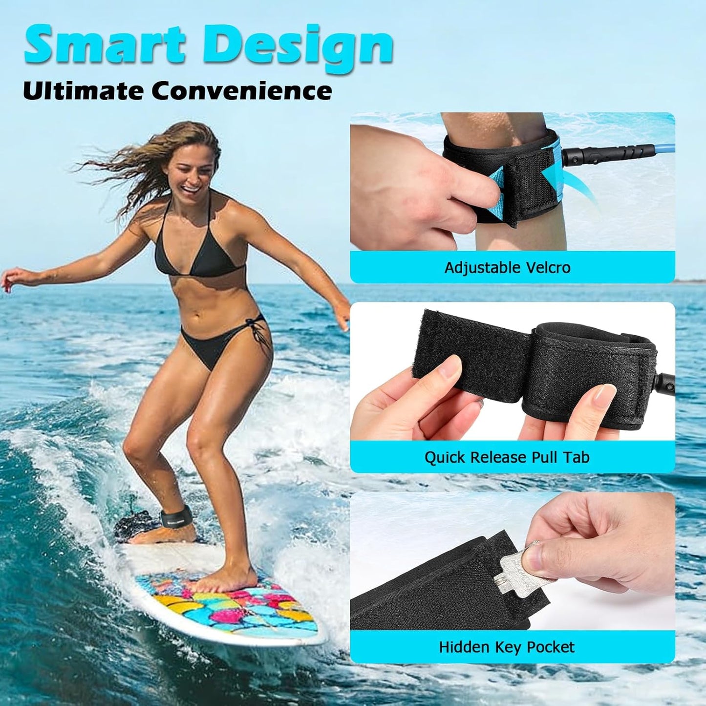 Mellbree Surfboard Leash - Premium Double-Sided Rotatable Wrist Strap for Paddleboards & Longboards