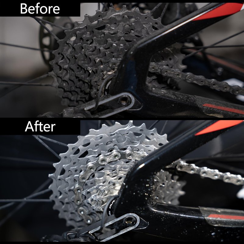 Thinvik Bike Lube and Cleaner Set with 500ml Chain Cleaner, 60ml Dry Lubricant and 4 Brush Tools for Cleaning Chains, Chainrings, Freewheel/Cassette
