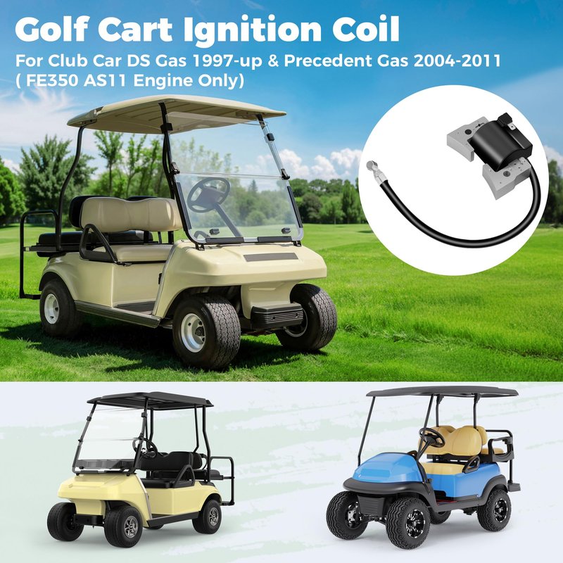 10L0L Golf Cart Ignition Coil 101909201 Replacement for Club Car DS & Precedent Golf Cart Gas 1997-up, with Built-in Ignitor