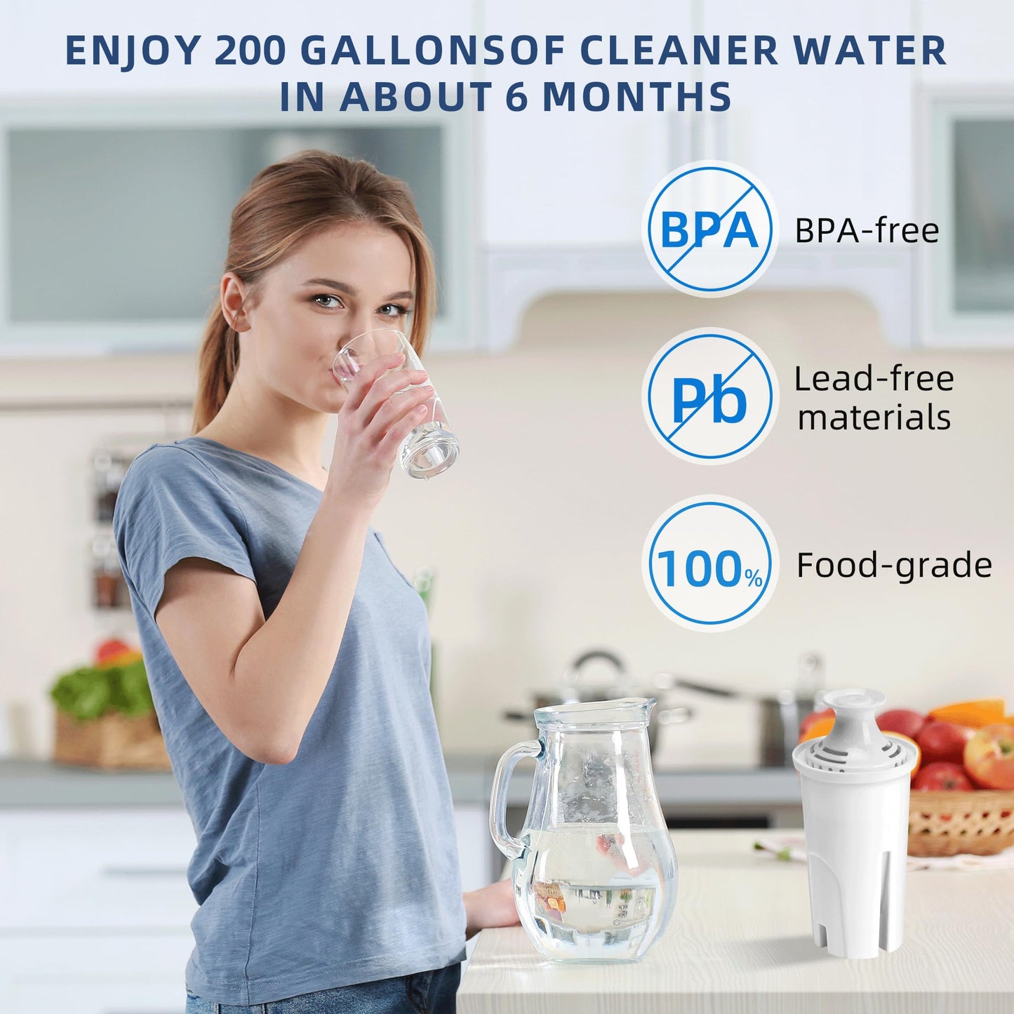 8-Pack Water Filter Replacement for Brita Pitcher Ultramax Metro Classic OB03, by APPLIANCEMATES