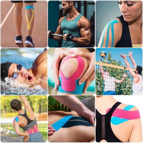 Kinesiology Tape Precut - K Taping Strips - Cintas Kinesiologicas for Pain Relief, Muscle Support & Injury Recovery, Waterproof, Breathable, Latex Free, 2 Inch x 16.5 feet (3 Rolls Pack)