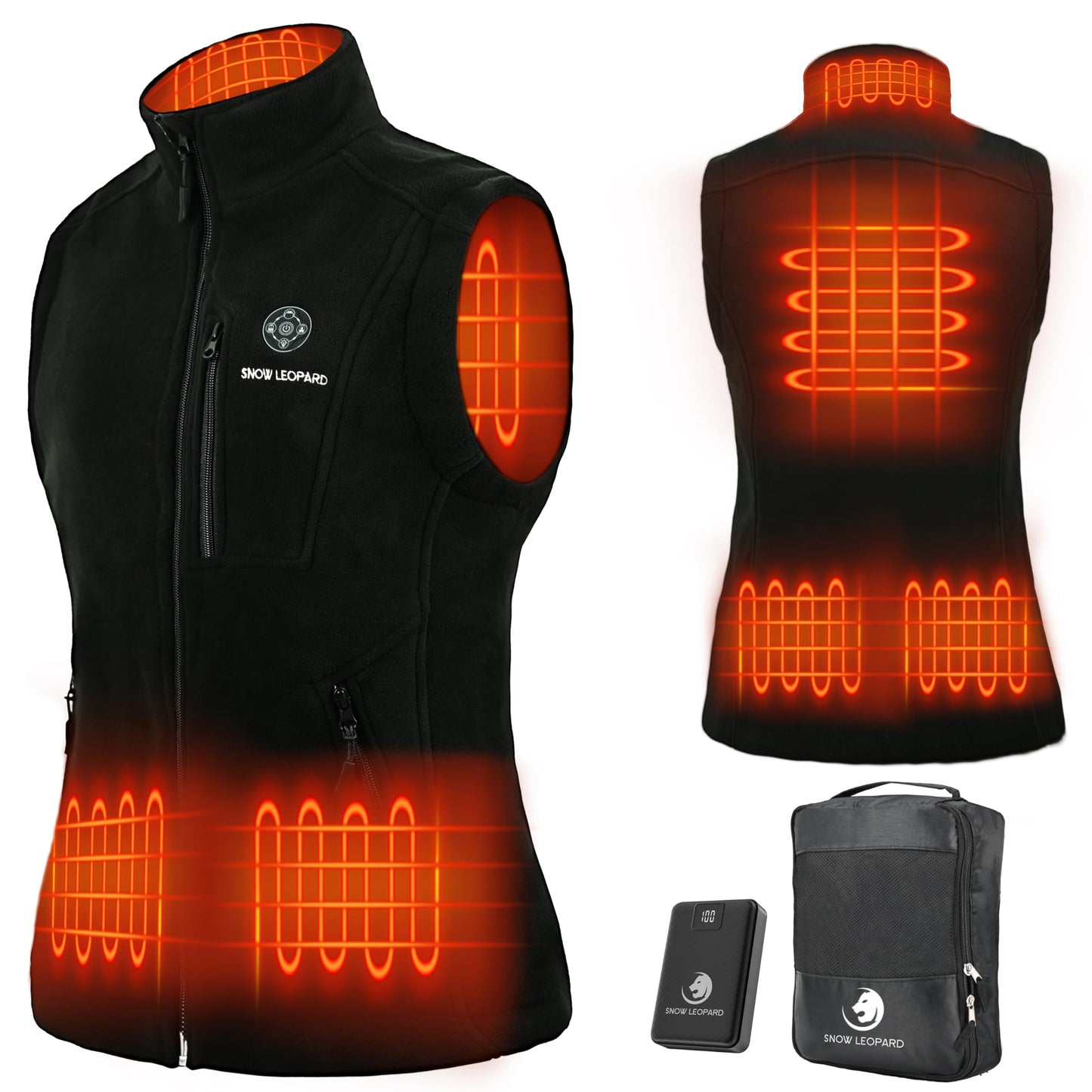 SNOW LEOPARD Women’s Heated Vest with Battery Pack Included, 7.4V 16000mAh Fleece Smart Electric Lightweight Heating Vest