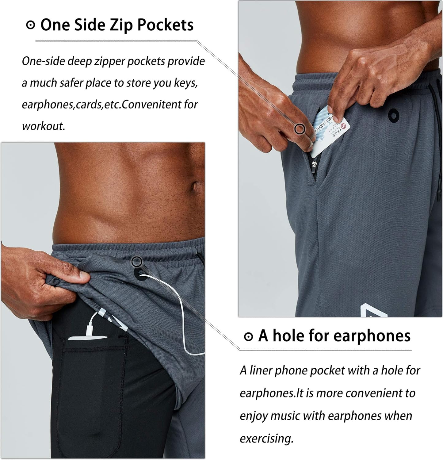 Pinkbomb Men's 2-in-1 Running Shorts - Quick Dry Gym Workout Shorts with Phone Pocket