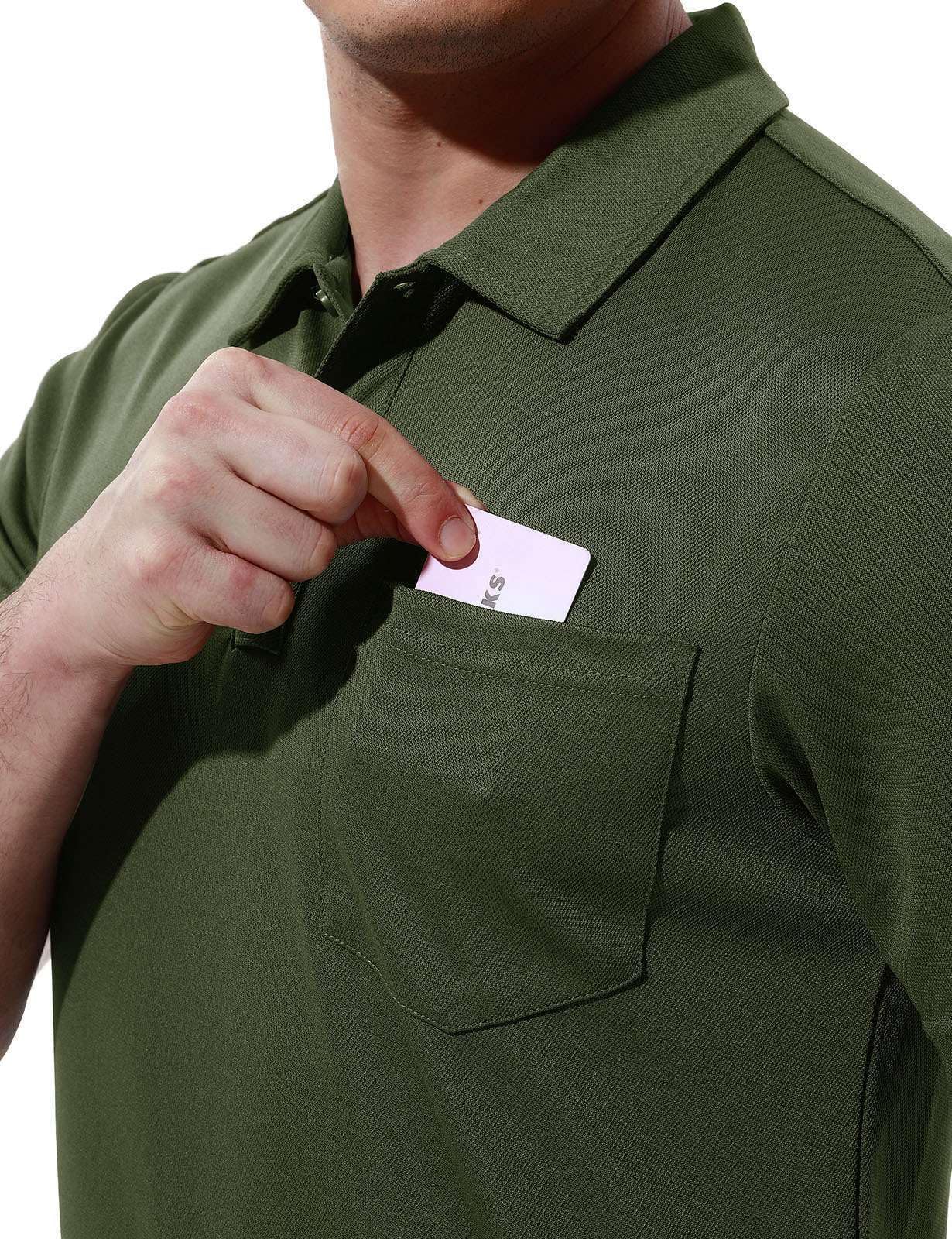 Rdruko Men's Polo Shirts Short Sleeve Quick Dry Outdoor Golf Sports Shirts with Pocket(Army Green, US XXL)