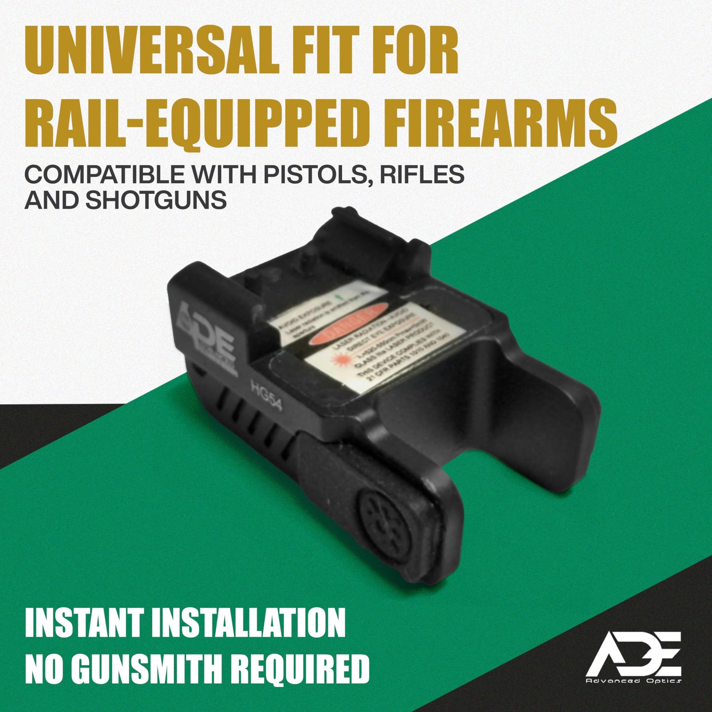 Ade Advanced Optics HG54R Red Strobe Class IIIA Laser Sight for Pistol Handgun, Picatinny Rail Mount, High-Visibility Targeting