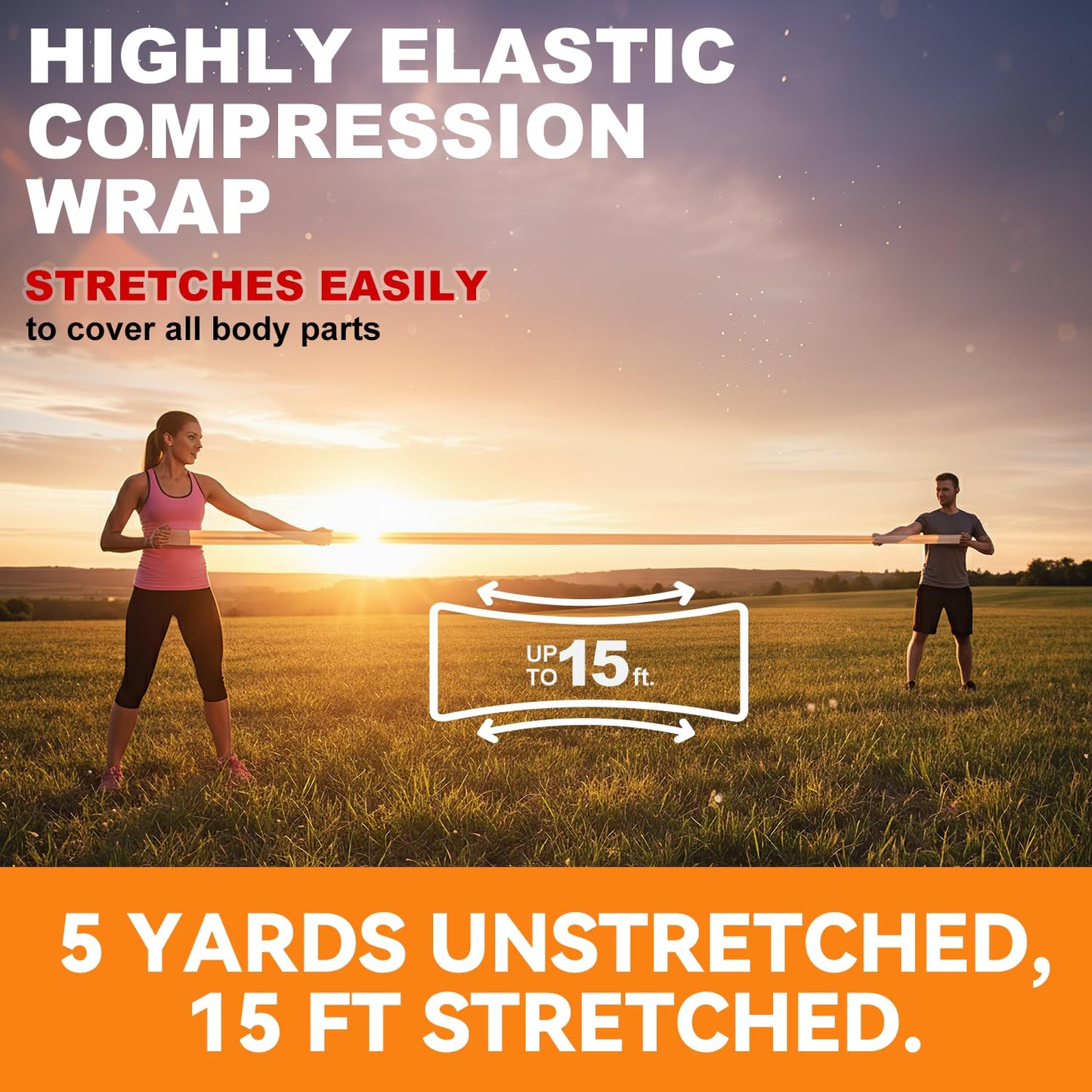 FRESINIDER Elastic Bandage Wrap, 4" x 3 Pack – Latex Free Cotton Compression Bandage with Hook & Loop Closure at Both Ends, Reusable Wrap for Sports, Medical, and Injury Recovery