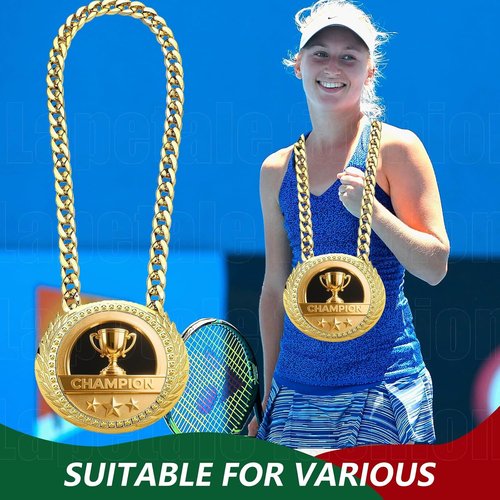 Greatest of All Time Turnover Chain - 6" Gold Medal Trophy Necklace for Sports Achievements