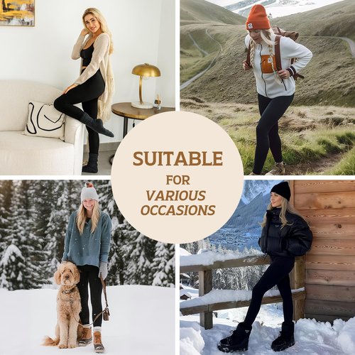 Fawarior Fleece Lined Leggings Women - Thermal Warm Soft High Waisted Tummy Control Yoga Pants for Cold Winter Black XL