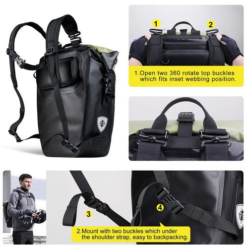 HUNTVP 27L Bike Pannier Bag Backpack Multifunctional Bicycle Bag Cycling Bicycle Rear Seat Trunk Pack Bag Bike Saddle Bag Backseat Pack Bag(Black)