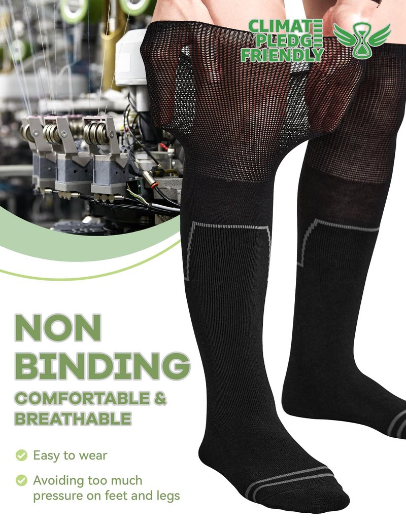 SONORAN Bamboo Viscose Walking Boot Socks (2 Pairs) Lightweight Replacement Sock Liner for Medical Tube Cast Socks to Wear Under Air Cam Walkers and Leg or Foot Fracture Boot Black