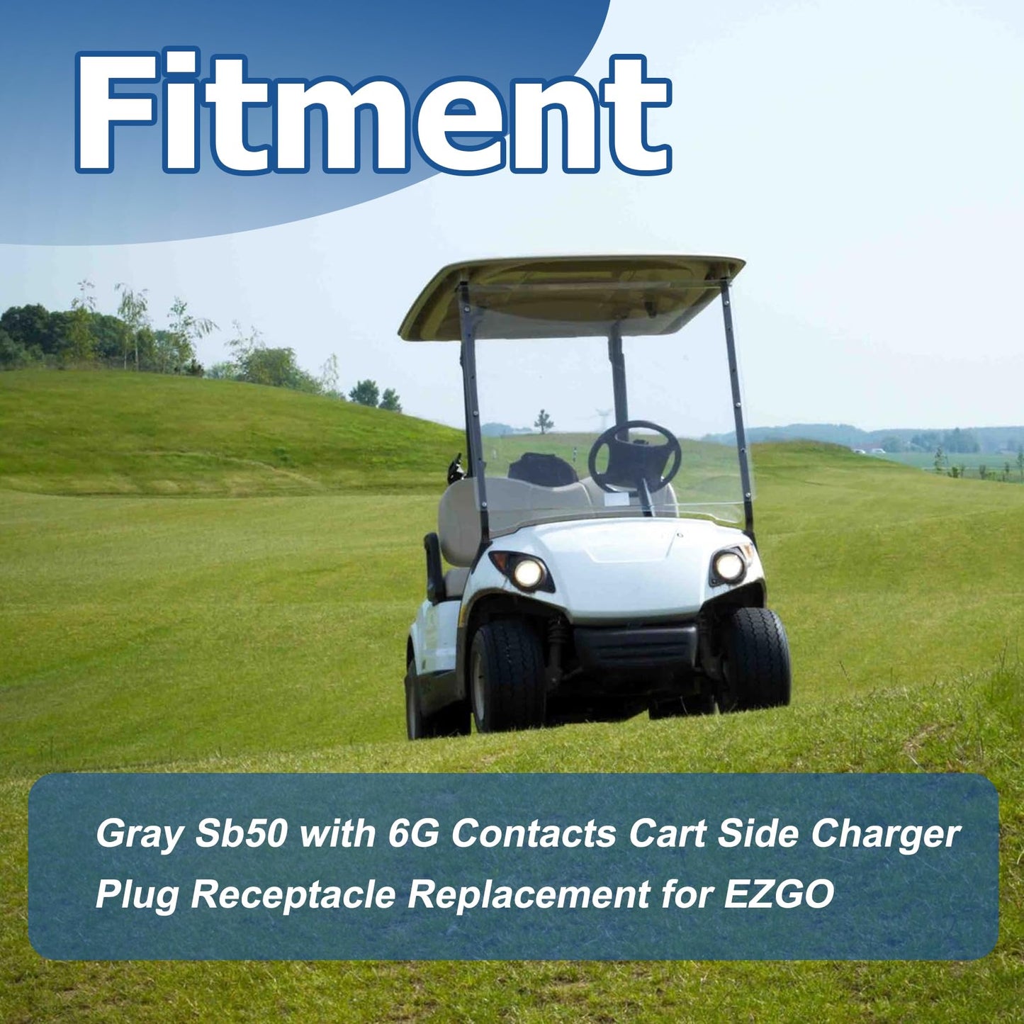 WFLNHB Gray Sb50 with 6G Contacts Cart Side Charger Plug Receptacle Replacement for EZGO 83-94