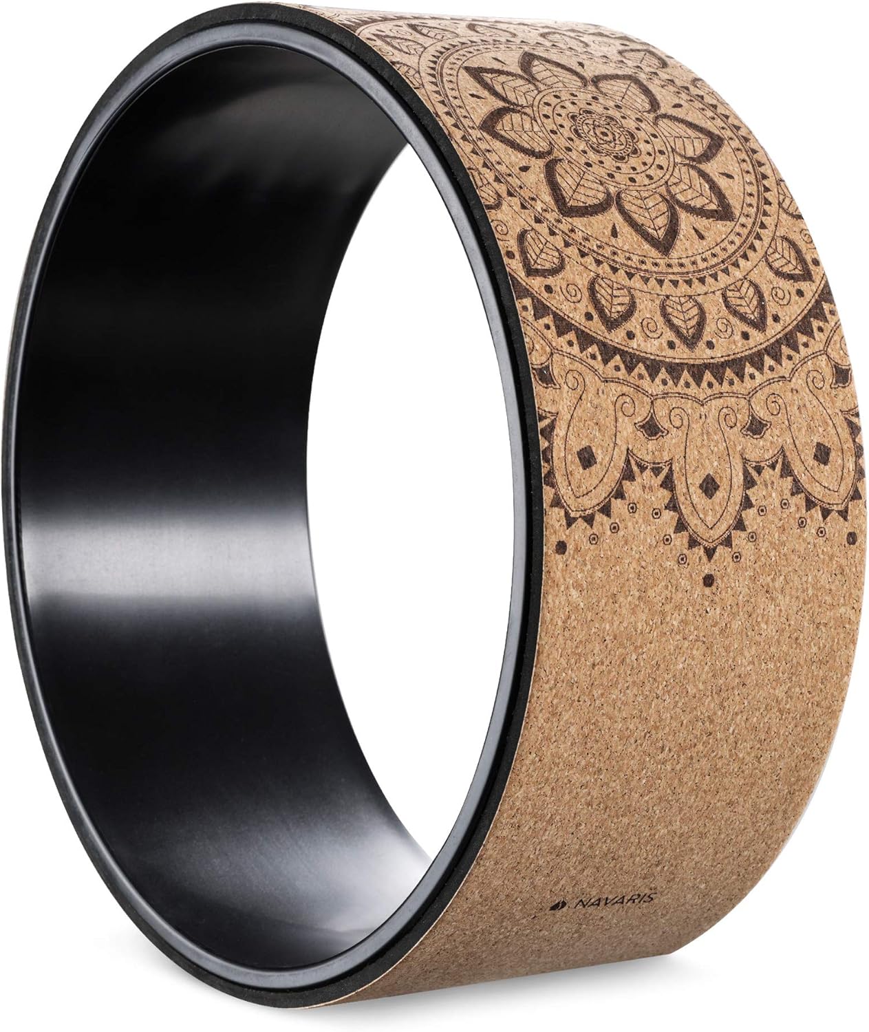 Navaris Cork Yoga Wheel - Enhance Flexibility & Stretching - Ideal for Back Bends - 13" (33cm) Diameter
