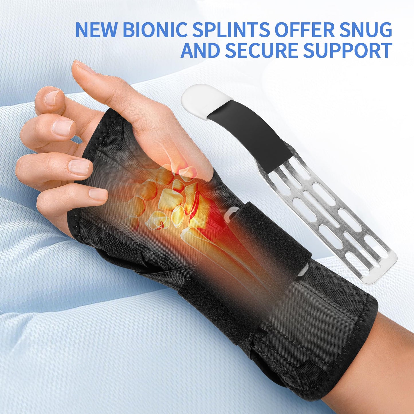 Cerviva Carpal Tunnel Wrist Brace Night Support for Women Men, Pain Relief Metal Wrist Splint for Tendonitis, Arthritis, Sprain, Fit Left or Right Hand for Work, Rigid Hand Brace for Sleeping, Black