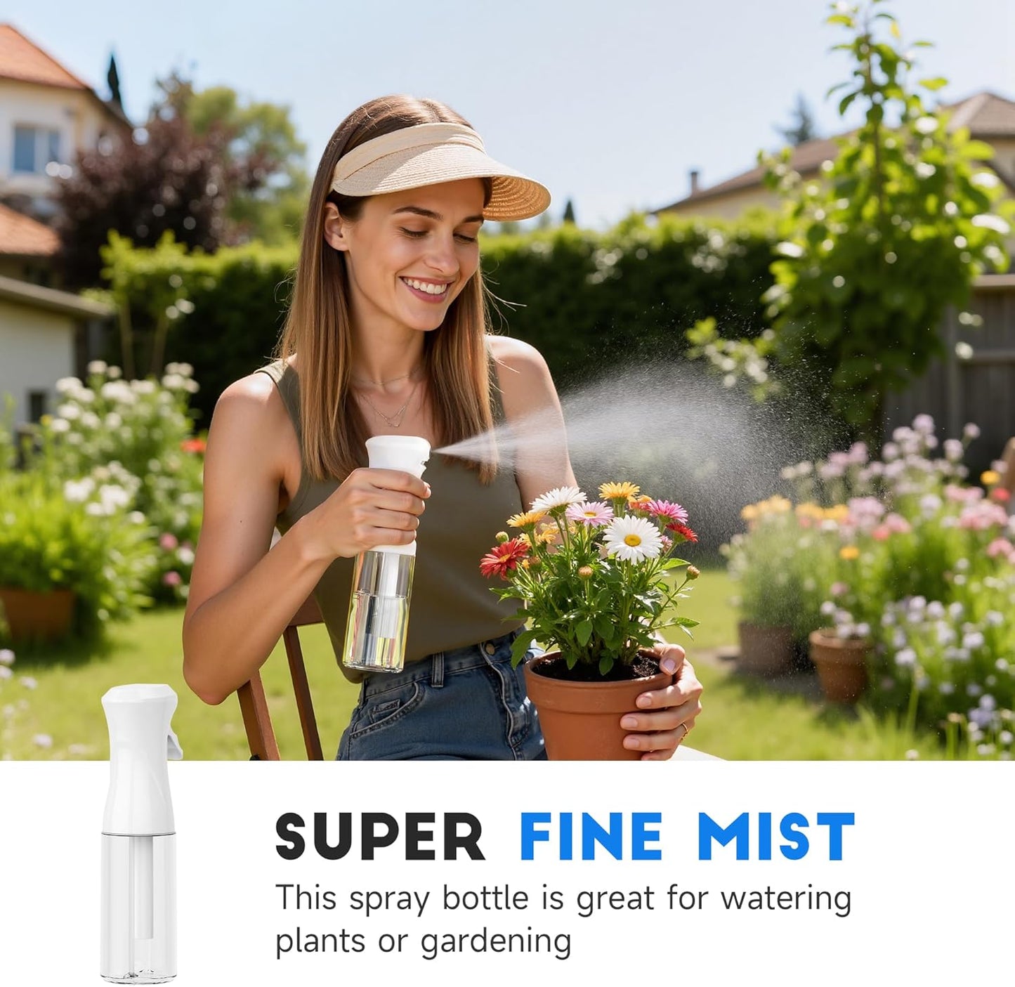 Skiennix Continuous Spray Bottles - Ultra Fine Mist Refillable Sprayer for Hair, Plants, Pets | 6.8 OZ/200ML, White