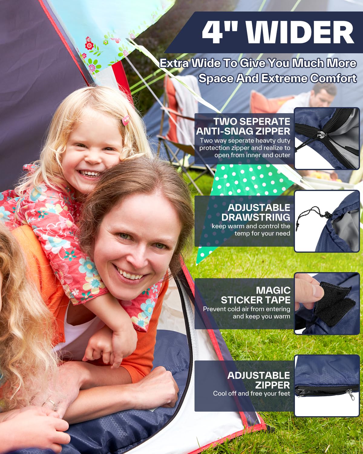 Sportneer Sleeping Bag for Adults & Kids, Cold Weather & Warm Waterproof Camping Sleeping Bag, Compact Portable for Camping Hiking & Travel