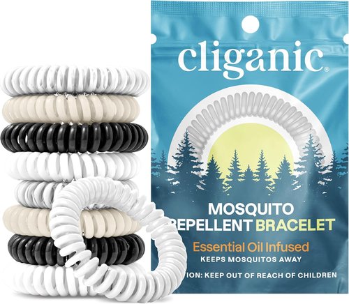 Cliganic Mosquito Repellent Bracelets - DEET-Free, Natural Protection for Adults & Kids | 10 Pack, Neutral Colors