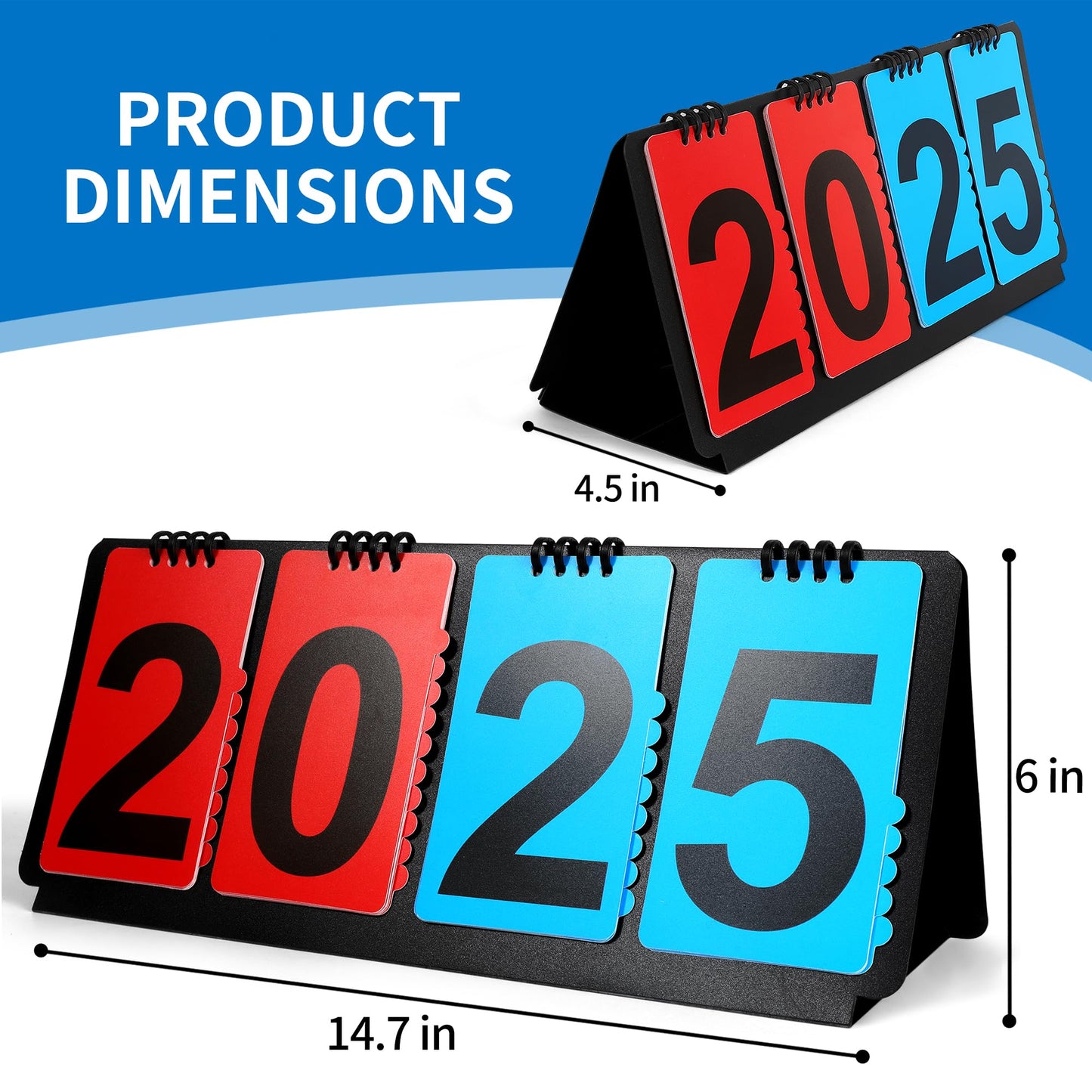 ShYeenei Scoreboard Score Flipper for Basketball/Baseball/Volleyball/Soccer/Softball, Portable Manual Flip Score Keeper with Detachable Numbers, 4-Digit Counter