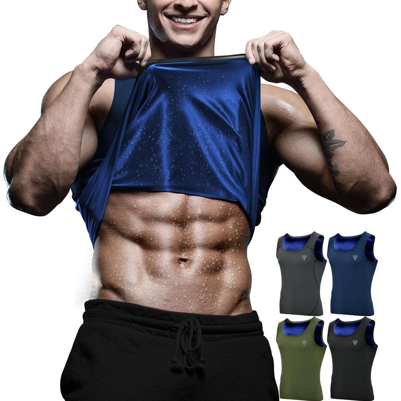 RDX Men Sauna Vest, Sweat Workout Shirt, Waist Trainer, Corset, Compression Body Shaper Zipper and Seamless