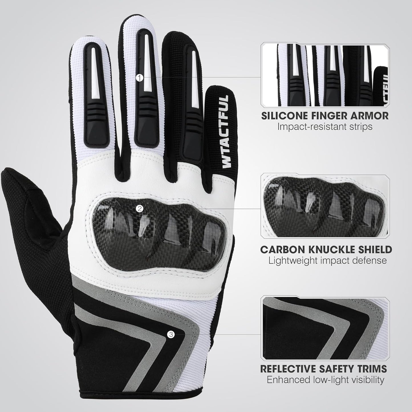 WTACTFUL Motorcycle Gloves - Lightweight Touchscreen Summer Gear for Men | Breathable Motocross Riding
