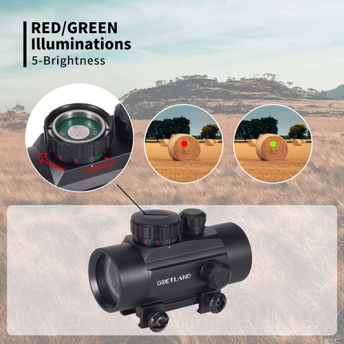 Goetland 1x30mm Red Dot Sight Reflex Sight Scope Green Red Dot Optics SFP Flip up Lens Cap 4 MOA with 20mm Rail Mount