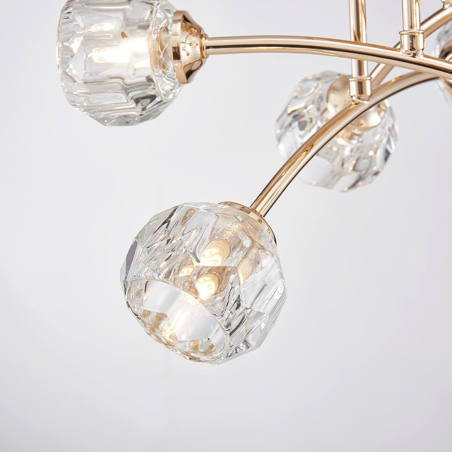 AGV LIGHTING Modern Spuntnik Crystal Ceiling Light Fixture, Semi Flush Mount Ceiling Light, G9 Base 6-Lights, D16 x H10, Clear Crystal & Shining Gold Finish Metal Frame