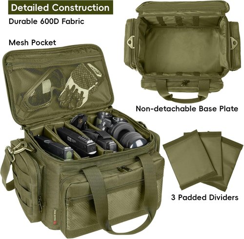 DULCE DOM Tactical Gun Range Bag - Handgun & Ammo Case with Lockable Compartment | Extra Magazine Storage