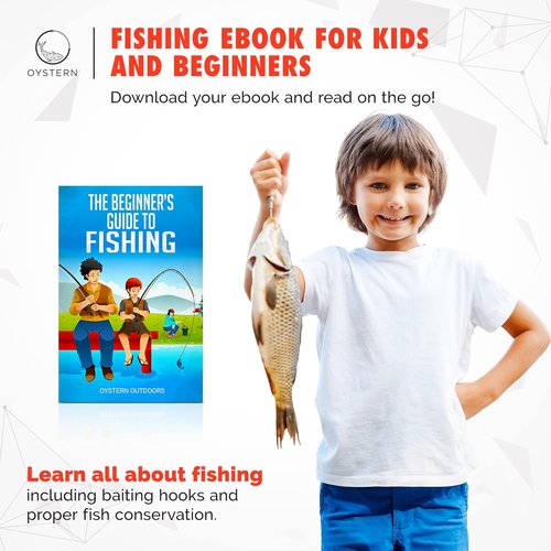 Kid’s Fishing Pole Kit - 62-Piece Tackle Bag & 4lb Line | Beginner’s Guide eBook Included