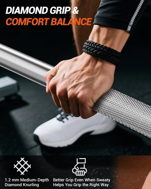 7FT Olympic Barbell 45 Lbs – 190,000 PSI Tensile Strength, 1,500 LB Capacity, 28Mm Shaft, 2” Sleeves – Weight Bar for Deadlift, Bench Press, Strength Training Bars, Home Gym Fitness Equipment