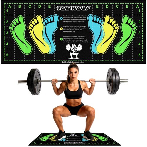 31.5'' X 13.8'' Non-Slip Squat Mat with Foot Position, Pro-Grade Exercise Mat Great for Squats, Leg and Lunges, Improving Muscle Activation, Versatility and Safety, Ideal for Home Fitness Enthusiasts