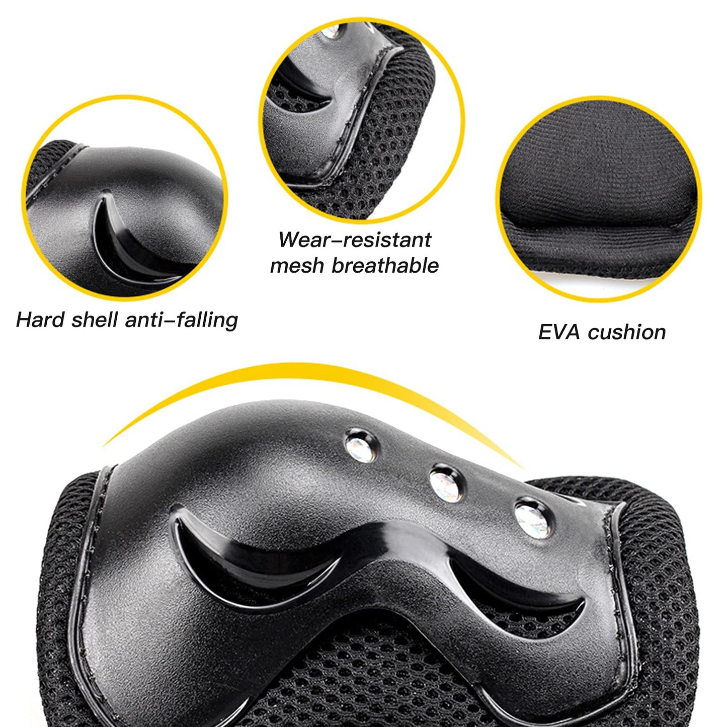 Q.LAEN 3 in 1 Durable Knee Pads Elbow Pads with Wrist Guards Sports Protective Gear Set for Rollerblading Skateboard Cycling Skating (M)