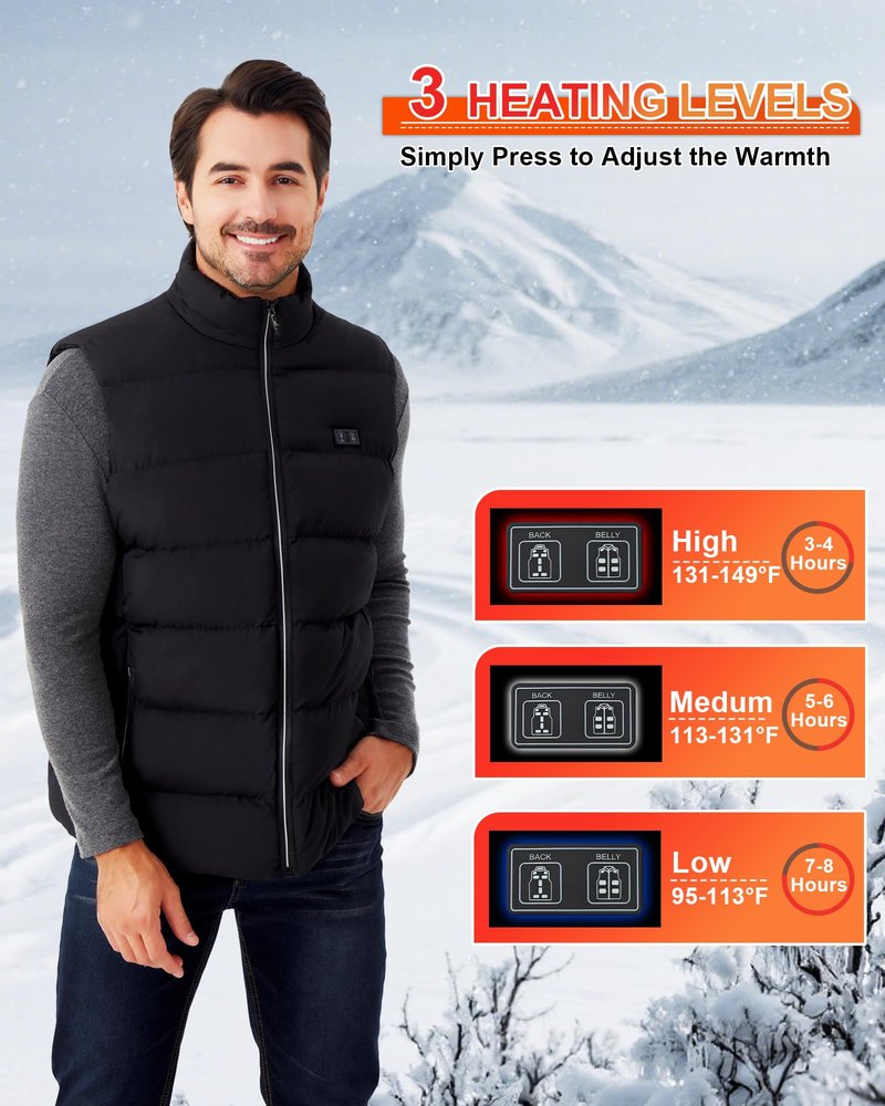YXMKJOS Electric Heated Vest for Men: Lightweight Heated Jacket with 16000mAh Battery - Winter USB Heating Vest for Hunting