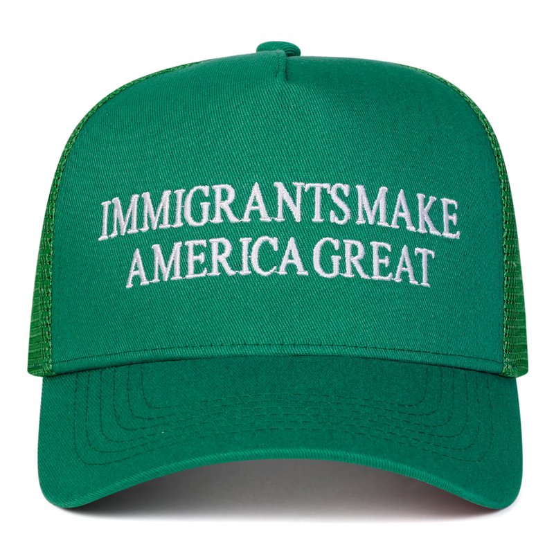 SPKTCHEN Immigrants Make America Great Embroidered Structured Mesh Baseball Cap Mexico Flag Adjustable Classic Mens Trucker Hat Green
