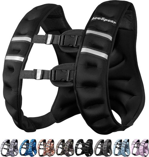 AceSpear Weighted Vest - Adjustable 6-18lbs for Enhanced Strength Training | Reflective Stripe for Safety
