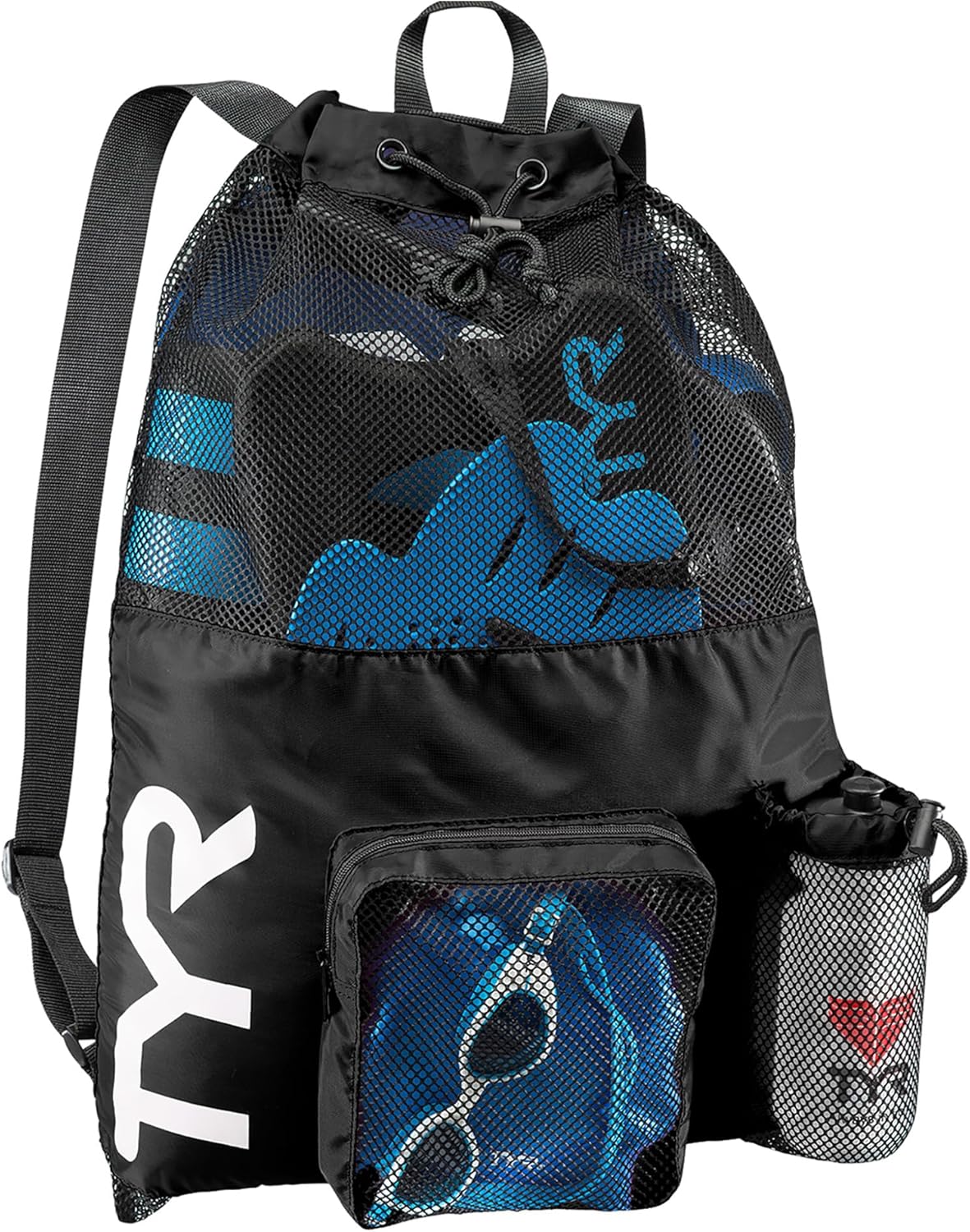 TYR Big Mesh Mummy Backpack - Versatile Swim & Gym Bag | Black, 40-Liter Capacity