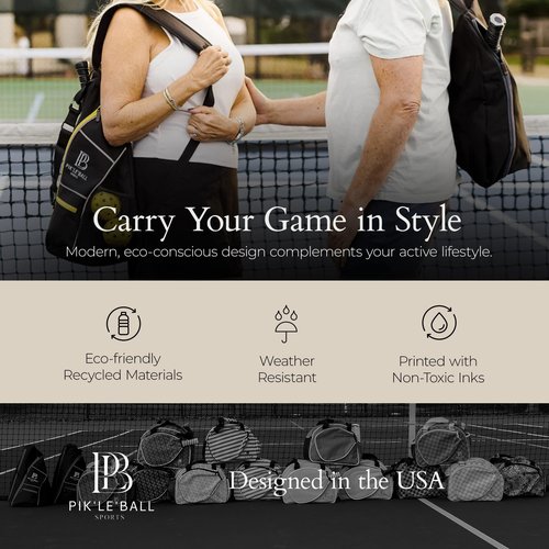 Pik’le’Ball Sports Pickleball Sling Bag – Stylish, Waterproof, Lightweight, & Spacious Crossbody Sling Bag for Men and Women with Pickleball Paddles Pocket, Ball Holder, Adjustable Strap – Grey