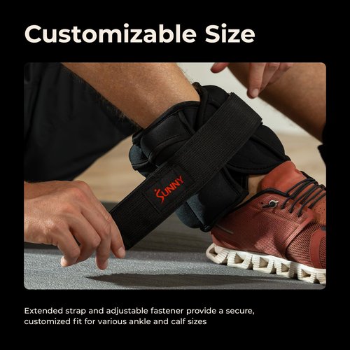 Sunny Health & Fitness Ankle Weights for Women, Men & Kids – Adjustable 1–5 lb Pair | Wrist, Arm & Leg Weights for Walking, Pilates, Yoga & Cardio