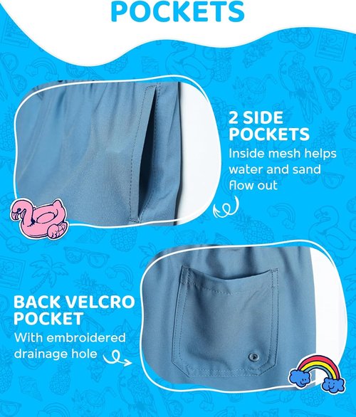 Maamgic Boys Swim Trunks - Quick Dry Bathing Suit with Compression Liner | 4-Way Stretch Toddler Beach Shorts
