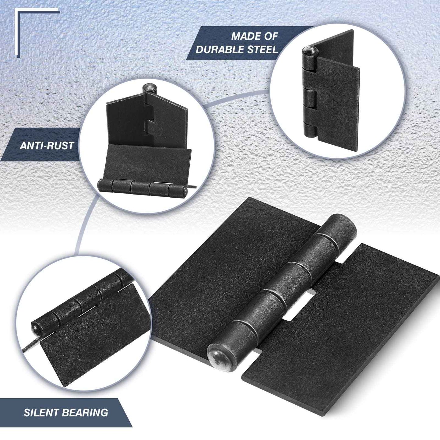 3 Heavy Duty Weldable Hinges 12 Ga Welding Long Lasting Steel Butt Hinge Corrosion and Rust Resistant Metal Weld on Hinges for Trailer Door Gates (4 Pcs)