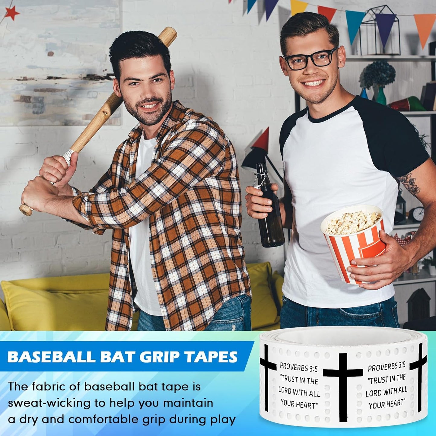 Pushglossy Baseball Bat Grip Tape - 1.1mm Precut Full Adhesive Non-Slip Softball Wrap