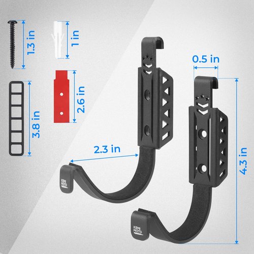 KEMIMOTO UTV Hunting Tool Holder Rack Wall Mount, Horizontal Metal Storage Hooks with Soft Padding for Archery Bow Hangers Sports Equipment Fishing Rods - Hunting Heavy Duty Steel Accessories, Black