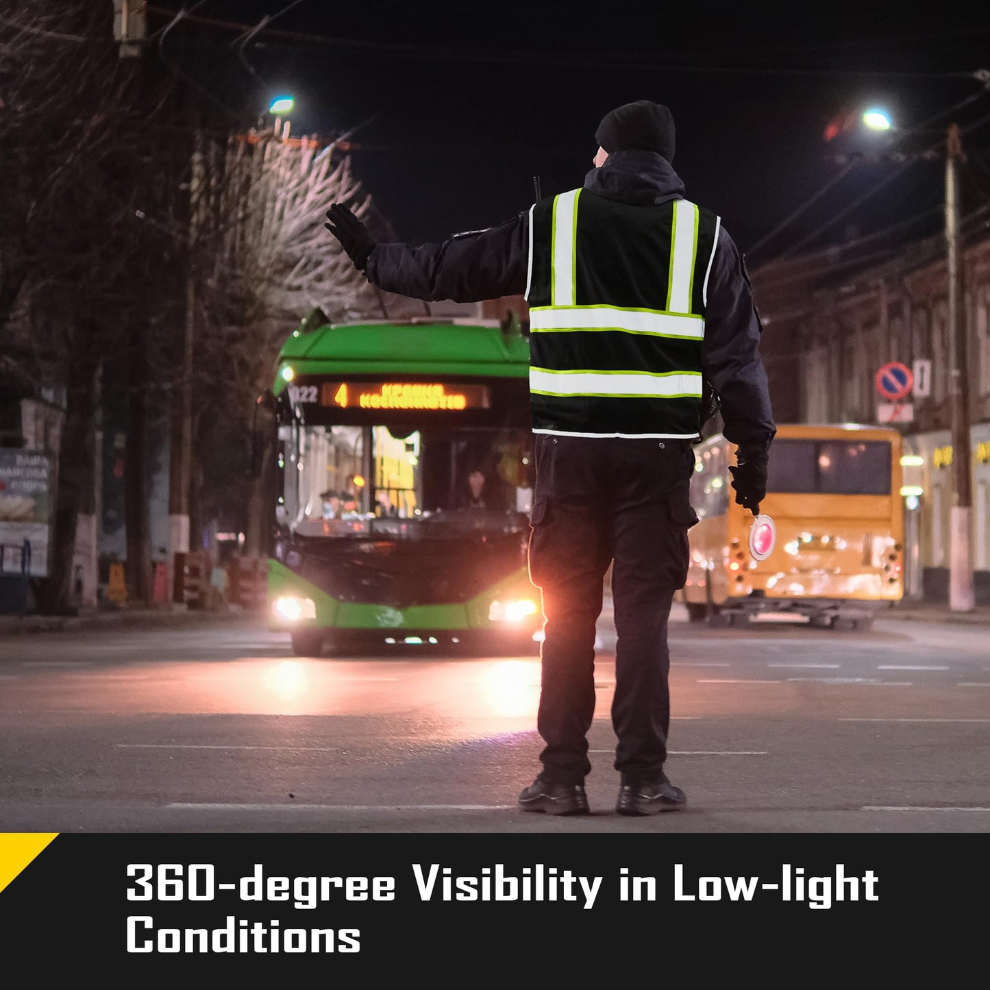 COOLJOB 9 Pockets Reflective Mesh Safety Vest for Men, Hi-vis Work Vest for Construction, Class 2 ANSI Standard, Black X-Large 1 pack