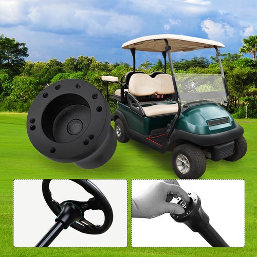 AIPSET Golf Cart Steering Wheel Adapter Compatible with Club Car Precedent Golf Cart Steering Wheel, Works on 5-6 Holes Steering Wheel, Aluminum Alloy-Black