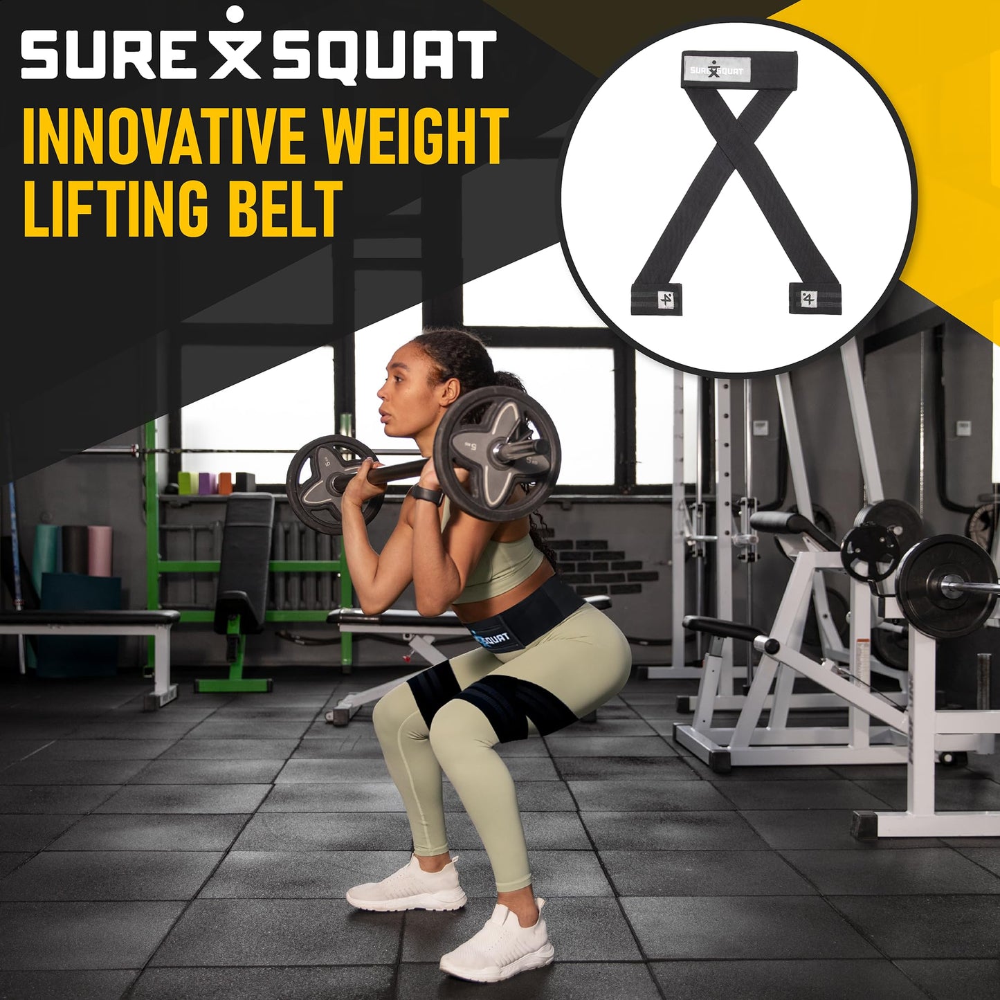 Elastic exoskeleton and lifting belt designed to improve technique and performance. Created for those looking to increase their squat, lift through injuries, and ensure proper mechanics. (Medium)