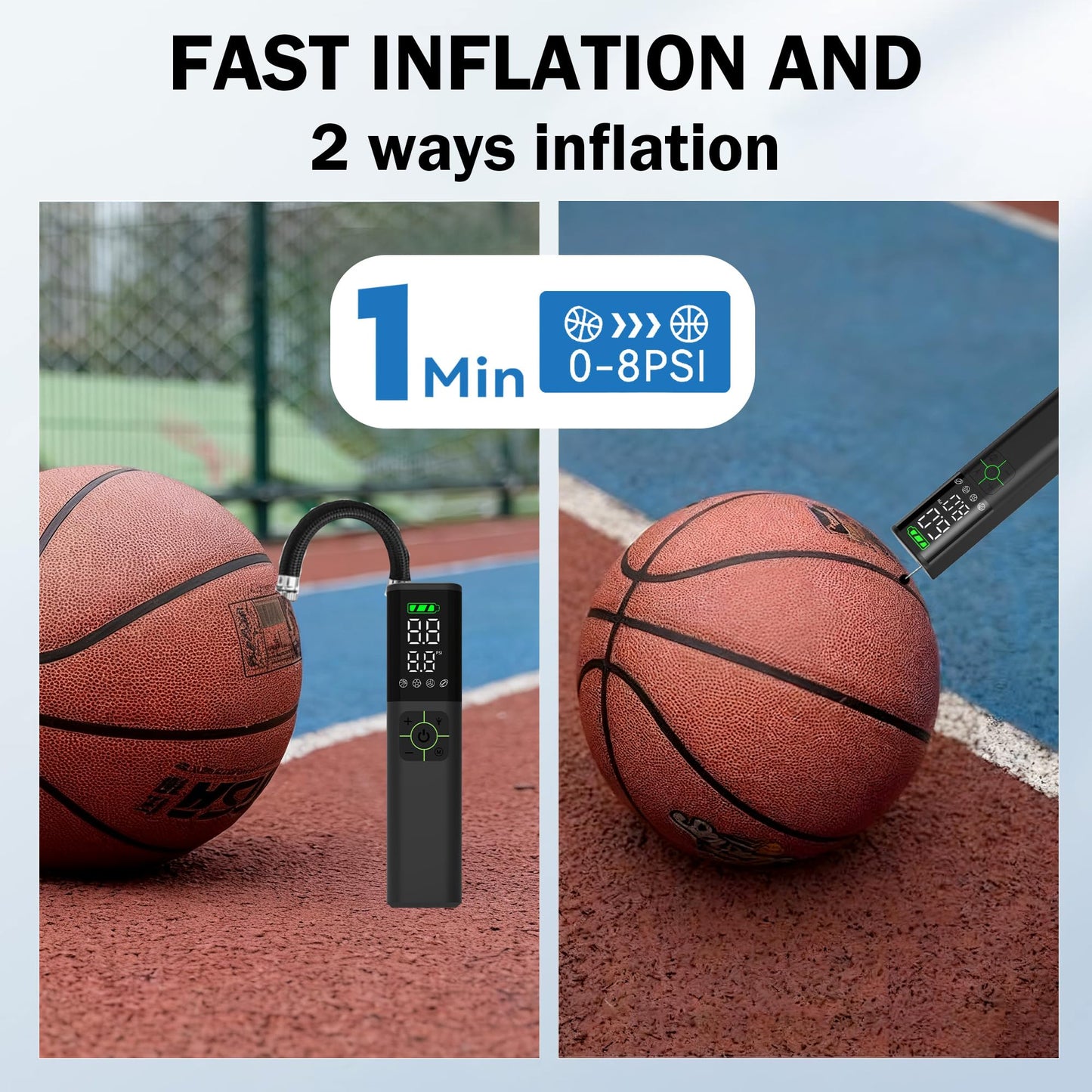 Calmara Z10 Electric Ball Pump for Sport Ball,2000mAh 15 PSI Portable Automatic Air Pump Fast Ball Inflator,Precise Pressure Gauge for Basketball Football Volleyball Soccer Easter Basket Stuffers Gift