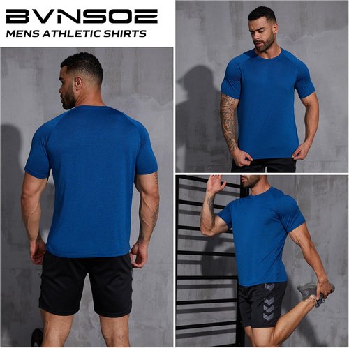 BVNSOZ Men's Athletic Workout Shirts - Moisture-Wicking Quick-Dry Gym Tees for Active Men