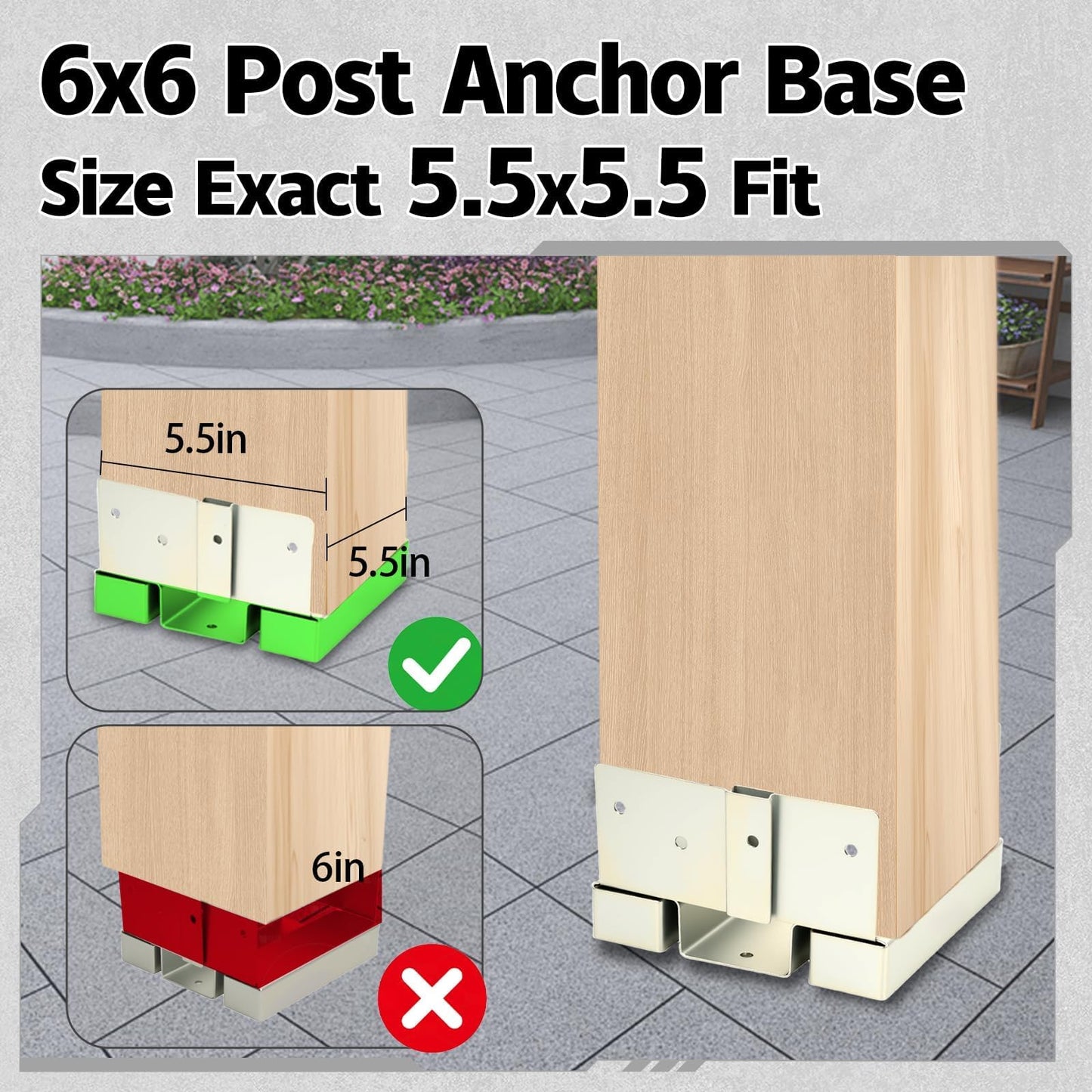 10 Pcs 6x6 Post Anchor Base, Adjustable Metal Post Bracket Post Base, Adjustable Galvanized Post Base Bracket for Deck Patio, Gazebo, Pergola